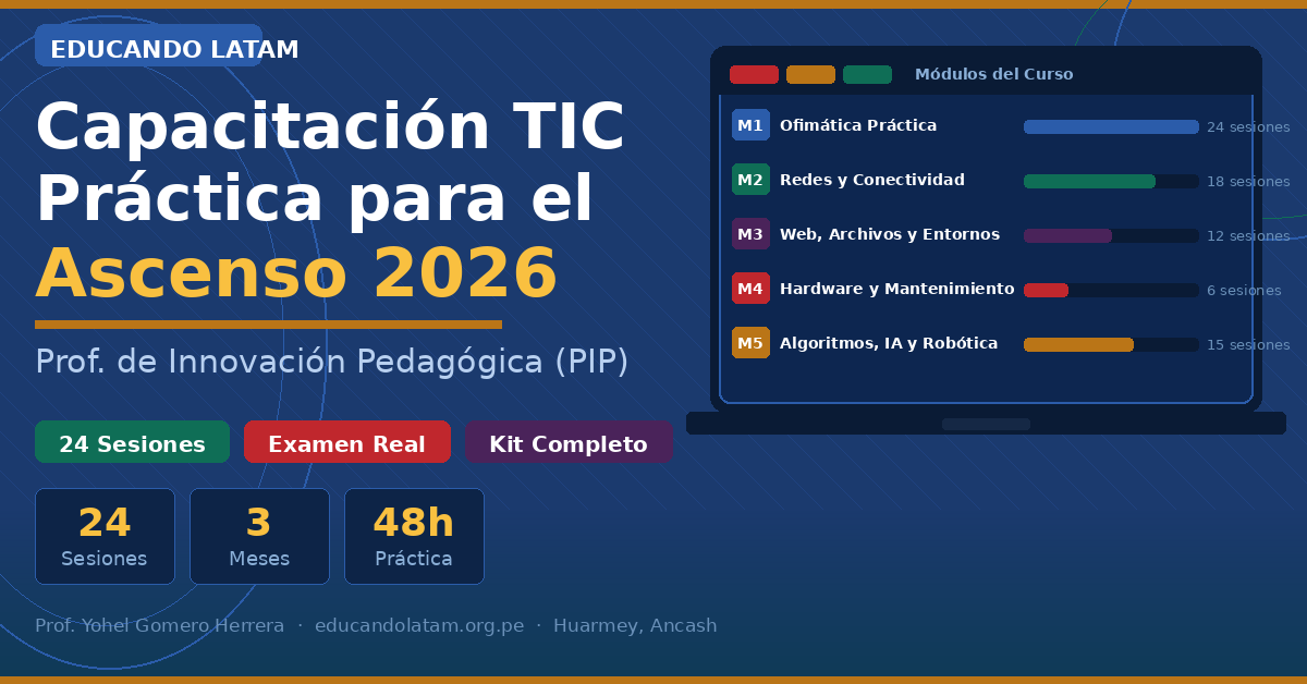 Capacitación TIC Práctica para el Concurso de Ascenso y Nombramiento Docente 2026 — Profesor de Innovación Pedagógica (PIP)